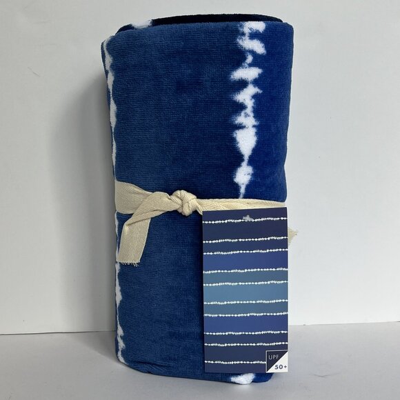 POTTERY BARN TEEN Set of 2 Tie Dye Stripe Beach Towels BLUE/NAVY NEW NWT PB TEEN - Picture 6 of 13